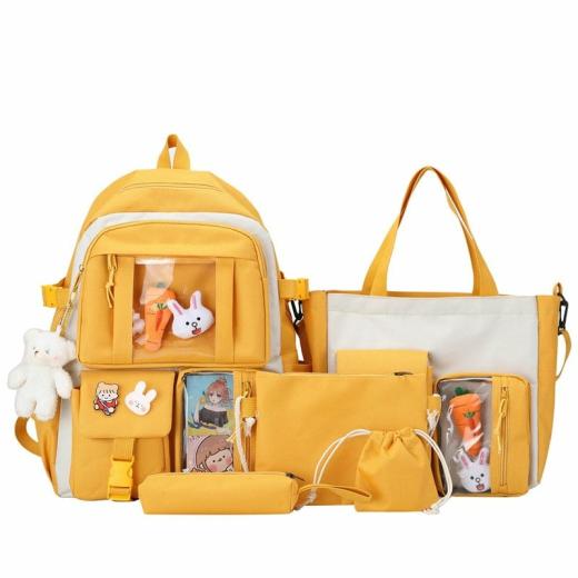 Backpacks |   Fashion Yellow Student Bags Set/5Pcs Backpacks Backpacks