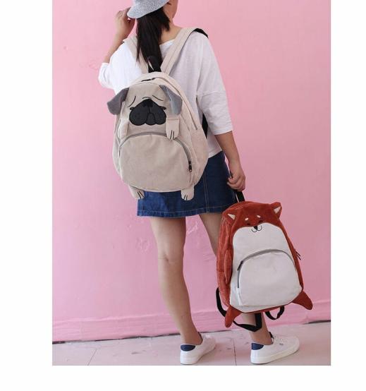 Backpacks |   Kawaii Cute Pug Fox Animal Print Backpack Backpacks Backpacks