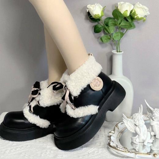 Boots | Womens  Sweet Retro-Style Velvet Snow Boots Boots black