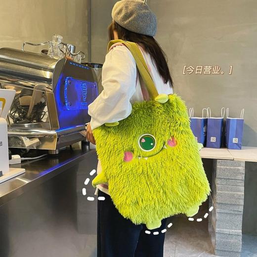 Handbags |   Cute Little Monster Plush Shoulder Bag Bags green