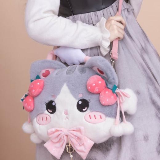 Handbags |   Kawaii Cartoon Cat Lolita Plush Bag Backpacks Backpacks