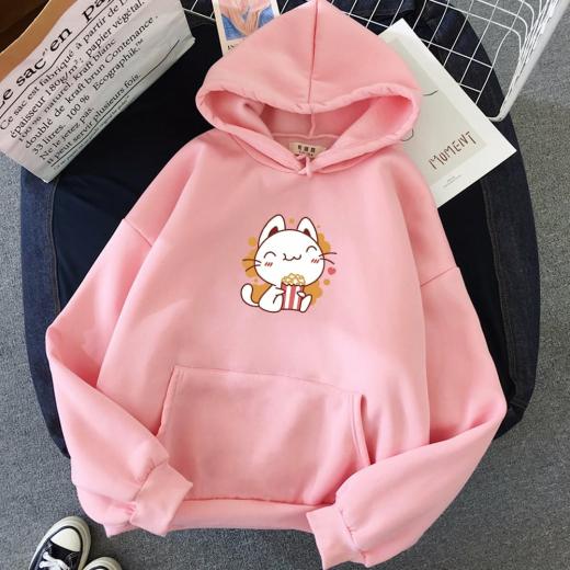 Hoodies | Womens  Cute Cat Harajuku Hoodie Hoodies black