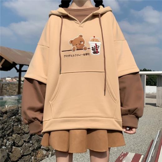 Hoodies | Womens  Harajuku Kawaii Bear Hoodies Hoodies Brown