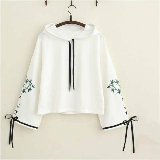 Hoodies | Womens  Japanese Bamboo Embroidery Bowknot Sleeves Hoodie Hoodies Hoodies