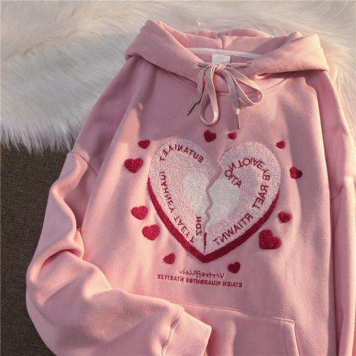 Hoodies | Womens  Kawaii Heart Print Hoodies Hoodies Blue