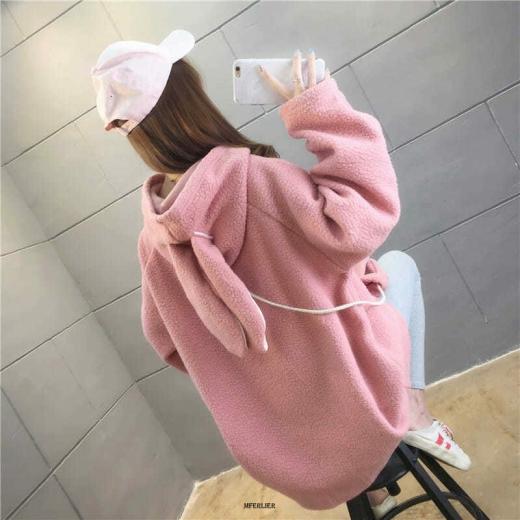 Hoodies | Womens  Kawaii Rabbit Ear Hooded Pure Color Hoodies Hoodies Hoodies