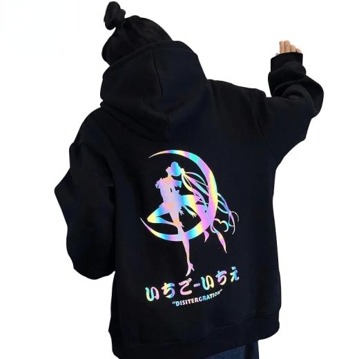 Hoodies | Womens  Kawaii Sailor Moon Reflective Hoodie Hoodies black