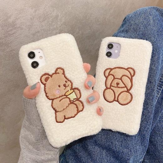 Iphone Cases |   Cute Lamb Plush Bear Iphone Case Accessories Iphone Cases