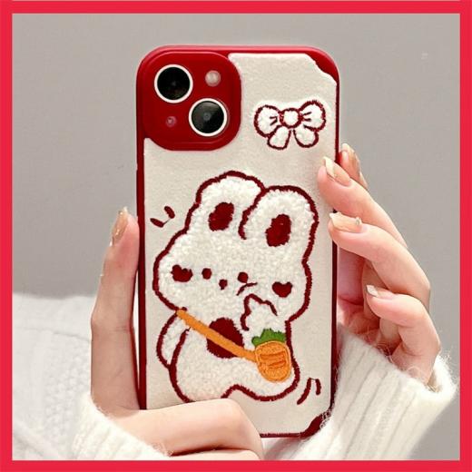 Iphone Cases |   Kawaii Plush Embroidery Rabbit Iphone Case Accessories Iphone Cases