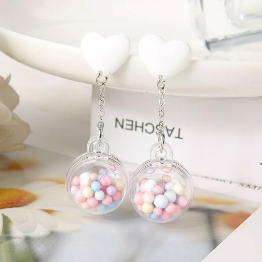 Jewelry |   Candy Heart Pom Pom Earrings Accessories Blue