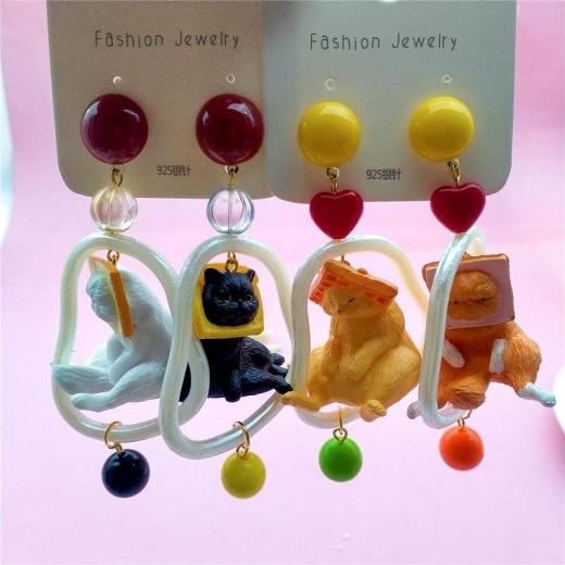 Jewelry |   Cute Cat Exaggerated Earrings Accessories A