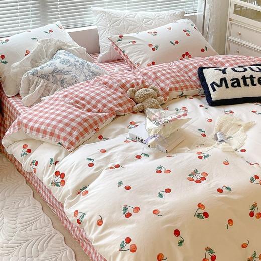 Kawaii Bed Sets |   Kawaii Colorful Love Heart Print Bedding Set Accessories Fitted Bed Sheet