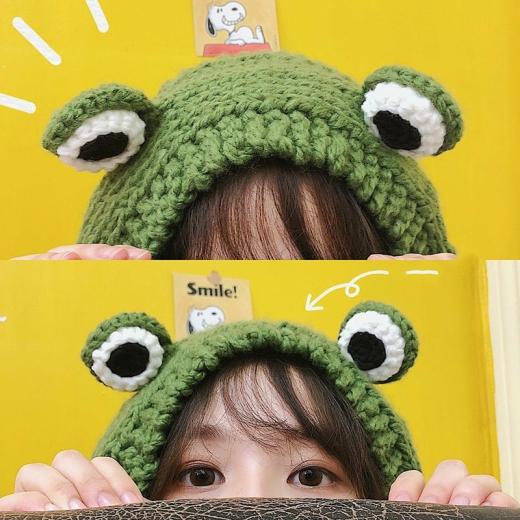 Kawaii Cap |   Kawaii Cute Knitted Frog Hat Accessories Beige