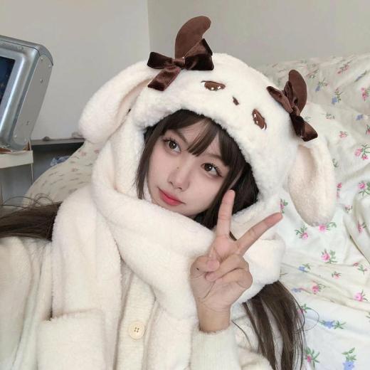 Kawaii Cap |   Kawaii Original Cute Lamb Hat With Scarf And Gloves Accessories Kawaii Cap