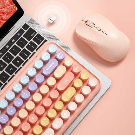 Kawaii Keyboard |   Kawaii Pink Aesthetic Wireless Keyboard And Mouse Set Accessories green