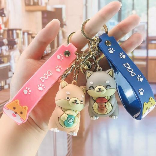 Kawaii Keychains |   Cute Cartoon Dog Keychain Accessories Gray Dog