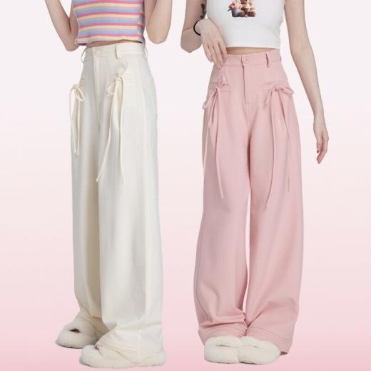 Kawaii Pants | Womens  Kawaii Sweet Pink High-Waisted Straight Pants Kawaii Pants Kawaii Pants