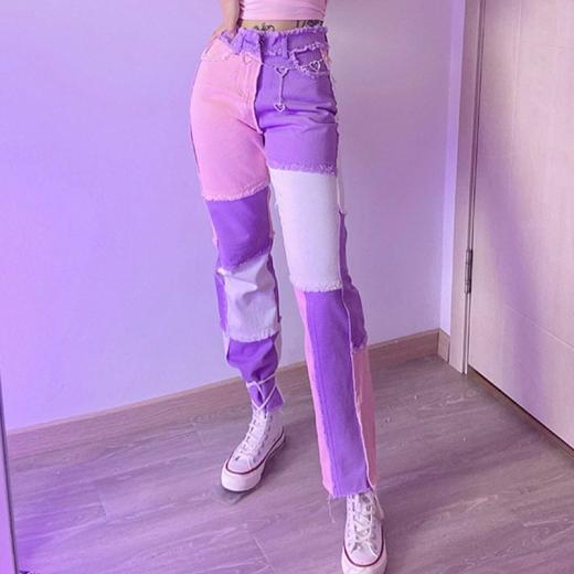 Kawaii Pants | Womens  Pink Purple Denim Pant Kawaii Pants As shown