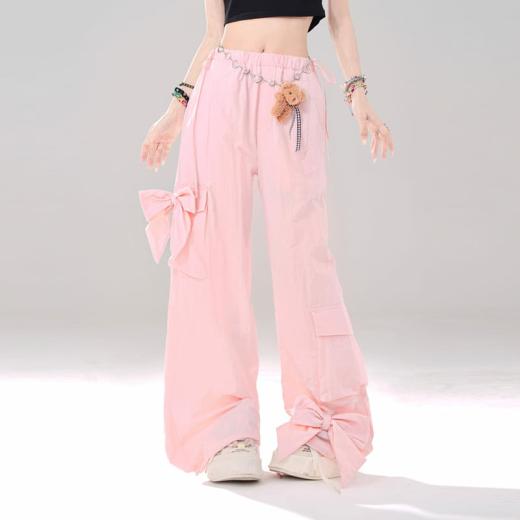 Kawaii Pants | Womens  Summer Sweet Girl Pink Bow Wide-Leg Pants Kawaii Pants Kawaii Pants