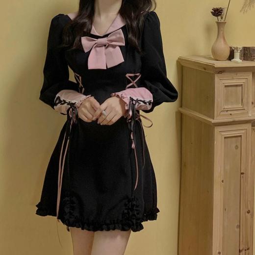 Lolita Dresses | Womens  Black Bowknot Lolita Lace Dress Lolita Dresses black