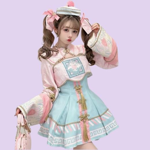 Lolita Dresses | Womens  Chinese-Style Pink Zombie Lolita Dress Set Lolita Dresses Lolita Dresses