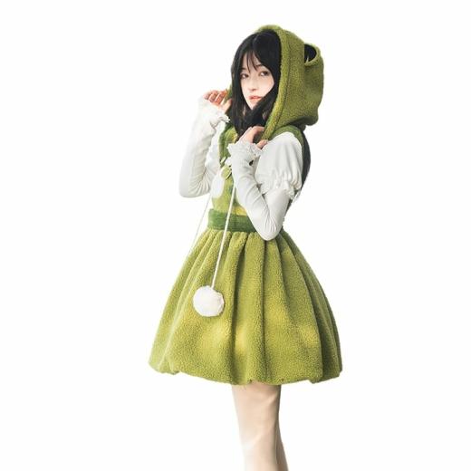 Lolita Dresses | Womens  Kawaii Cute Green Frog Embroidery Lolita Skirt Lolita Dresses Hat