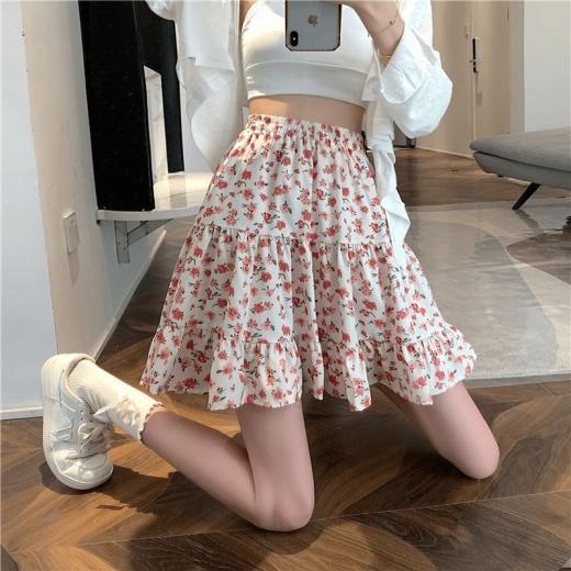 Lolita Dresses | Womens  Kawaii Floral Printed Falbala Skirt Lolita Dresses black skirts