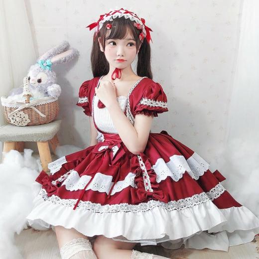 Lolita Dresses | Womens  Kawaii Lolita Op Ruffles Maid Dresses Lolita Dresses Black dress