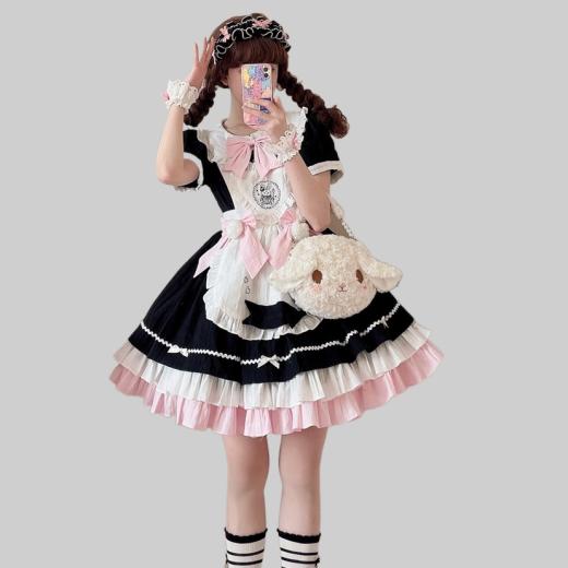 Lolita Dresses | Womens  Kawaii Sweet Black Lolita Maid Dress Lolita Dresses BLACK PINK