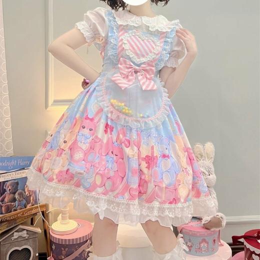 Lolita Dresses | Womens  Kawaii Sweet Square Collar Lolita Jsk Dress Lolita Dresses Blue