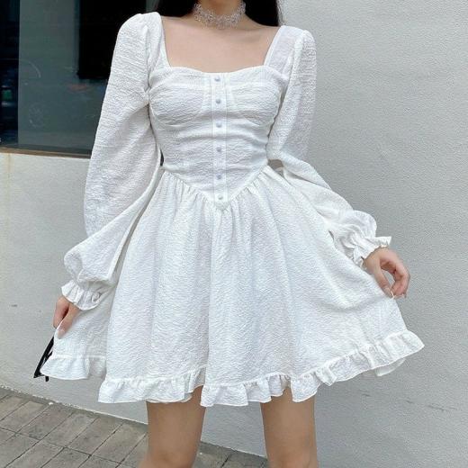 Lolita Dresses | Womens  Vintage Puff Sleeve White Mini Dress Lolita Dresses Lolita Dresses