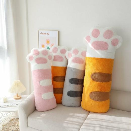 Plush Toys |   Kawaii Cat Paw Long Throw Pillow Plush Toys Gray