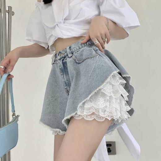 Shorts | Womens  High Waist Lace Denim Shorts Shorts Shorts