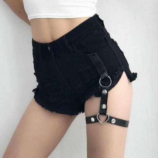 Shorts | Womens  Punk One-Leg Strap Shorts Womens Bottoms Shorts