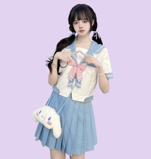 Skirts | Womens  Cute Japanese Light Blue Jk Sailor Uniform Skirt Suit Skirts Blue