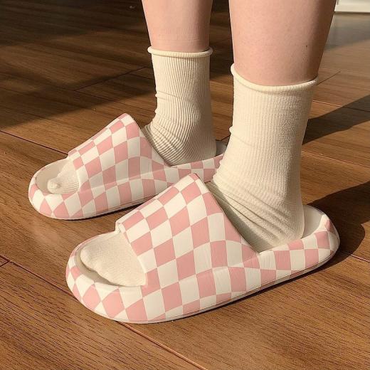 Slippers | Womens  Cute Checkerboard Lattice Sandals Slippers Beige