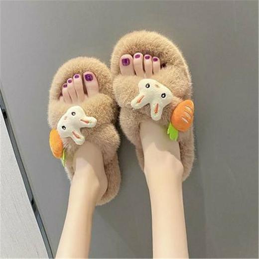 Slippers | Womens  Kawaii Cartoon Plush Slippers Slippers Beige