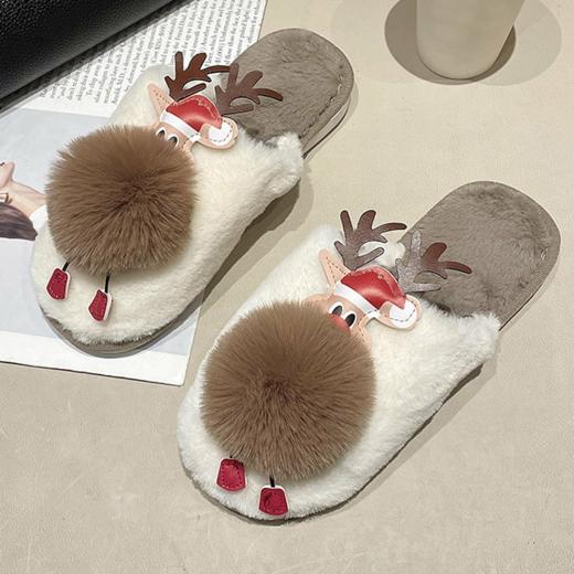 Slippers | Womens  Kawaii Reindeer Slippers Slippers black