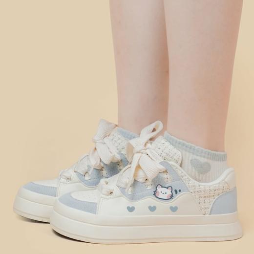 Sneakers | Womens  Korean Style Cute Style Blue Cartoon Kitten Print Low-Top Sneakers Sneakers Blue