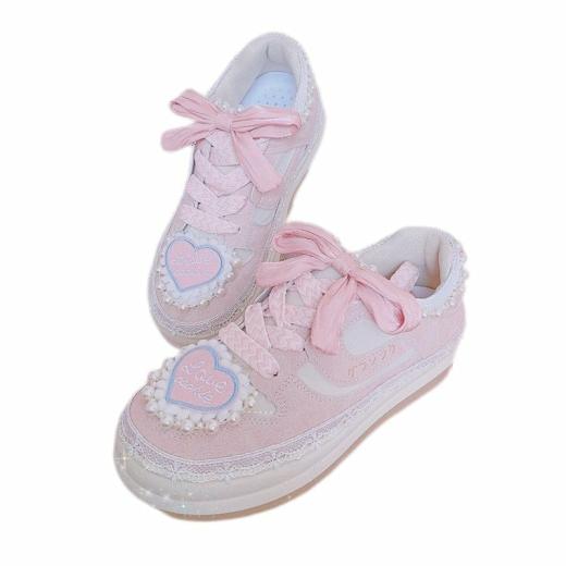 Sneakers | Womens  Love Heart Embroidery Round Toe Sneaker Sneakers Sneakers