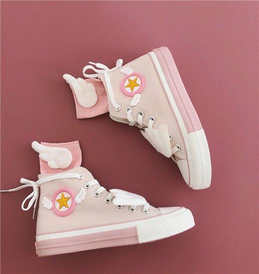 Sneakers | Womens  Pink Cardcaptor Sakura Wings Canvas Shoes Womens Shoes 1