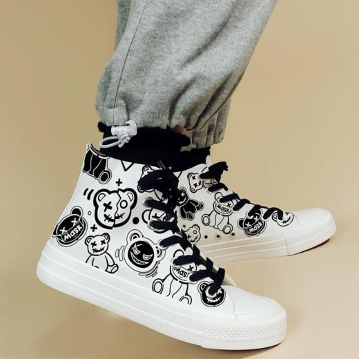 Sneakers | Womens  Retro Cartoon Bear Graffiti High-Top Canvas Shoes Sneakers bunch of bears