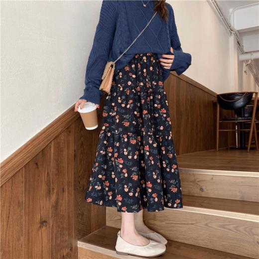 Summer Dresses | Womens  Floral High Waist Pleated Skirt Summer Dresses Auburn