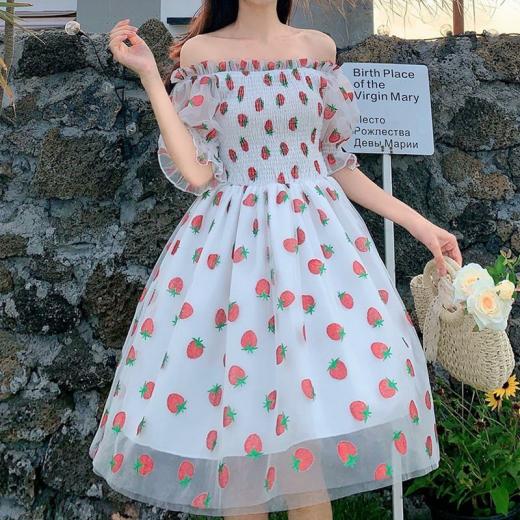 Summer Dresses | Womens  Kawaii Strawberry Fairy Dress Summer Dresses Pink