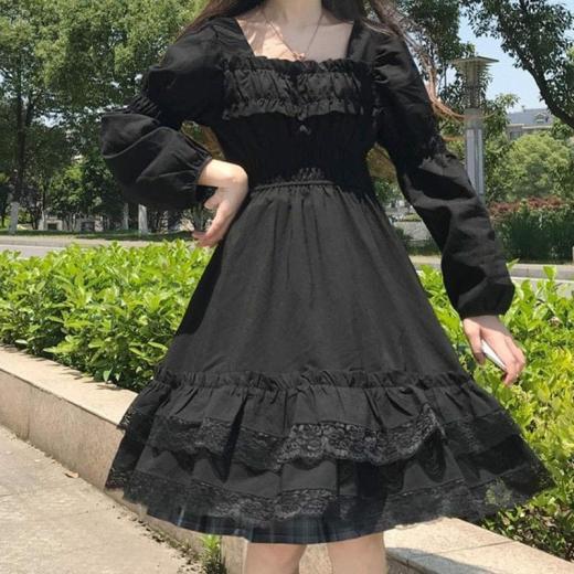 Summer Dresses | Womens  Lolita Black Mini High Waist Gothic Dress Goth Dresses Goth Dresses