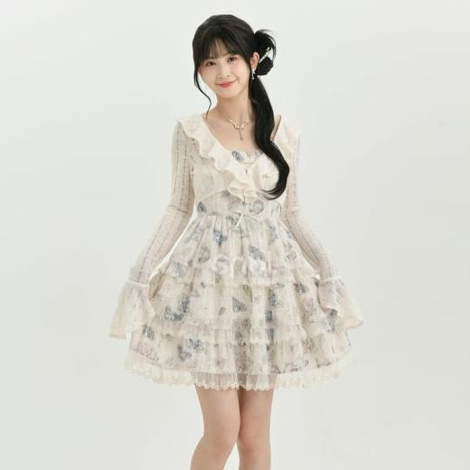 Summer Dresses | Womens  Sweet Girly Style Lace Patchwork Suspender Dress Summer Dresses Cardigan