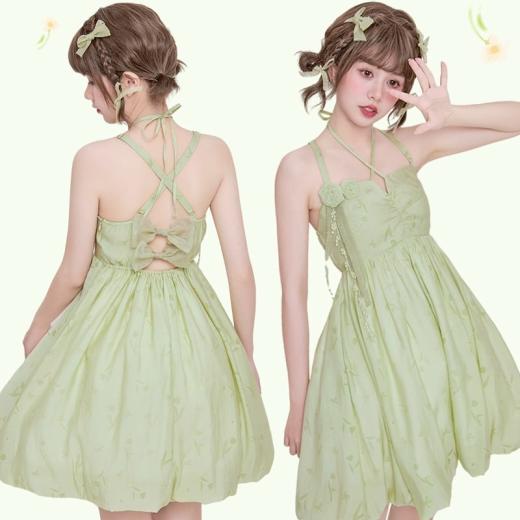 Sweater Dresses | Womens  Sweet Style Green Bow Knot Backless Sling Dress Summer Dresses green