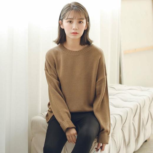 Sweaters | Womens  Fashion Loose Solid O-Neck Sweaters Sweaters Auburn