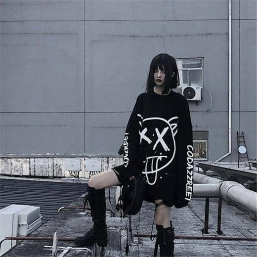 Sweaters | Womens  Gothic Punk Long Sleeve Egirl Tee Sweaters 1