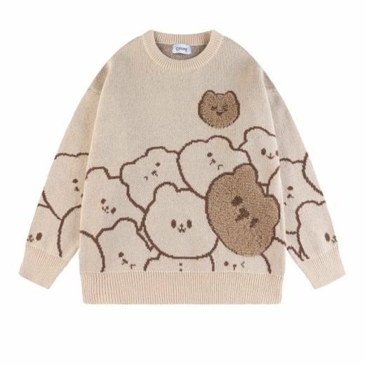 Sweaters | Womens  Japanese Retro Lazy Wind Bear Pullover Sweater Sweaters green